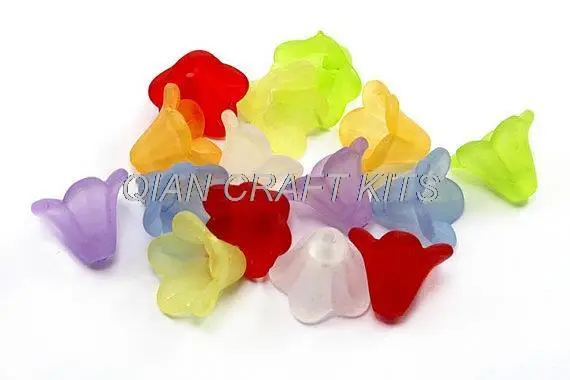 600pcs Lucite acrylic Flower Beads, mixed colors 14mm*10mm mix assortment matt finish D25