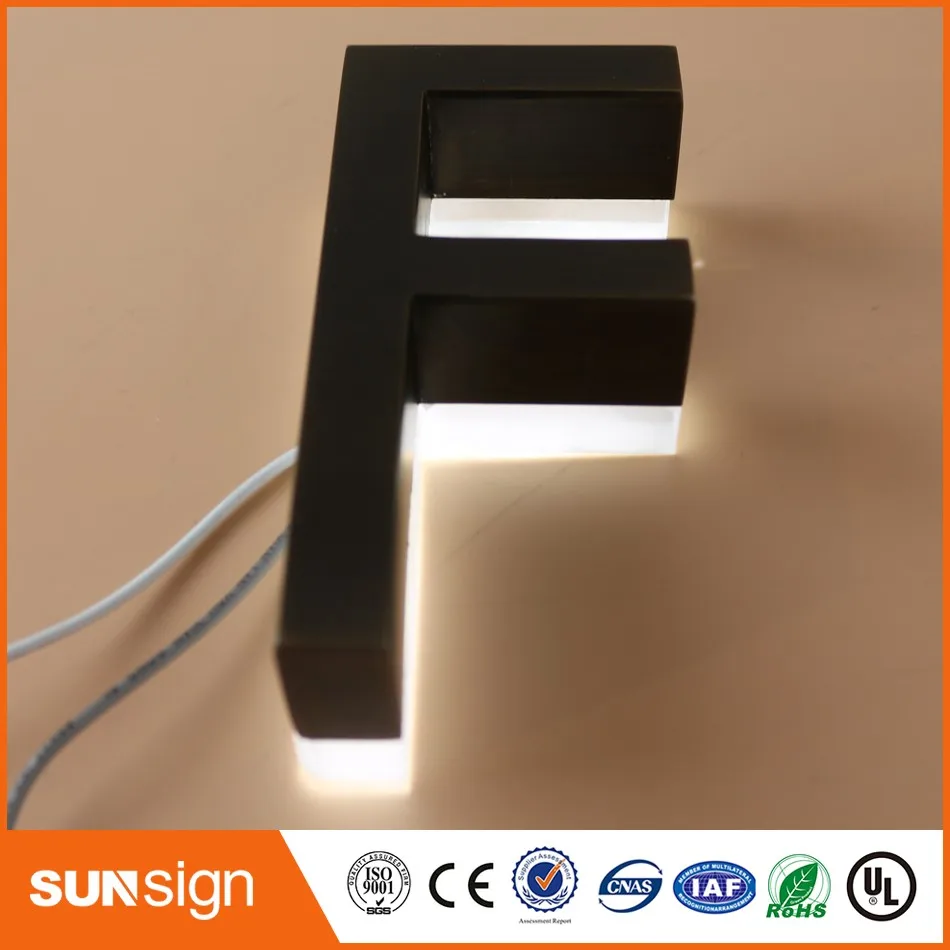 Outdoor archaize Akrilik stainless steel backlit Led Listrik Perusahaan 3D Logo Tanda