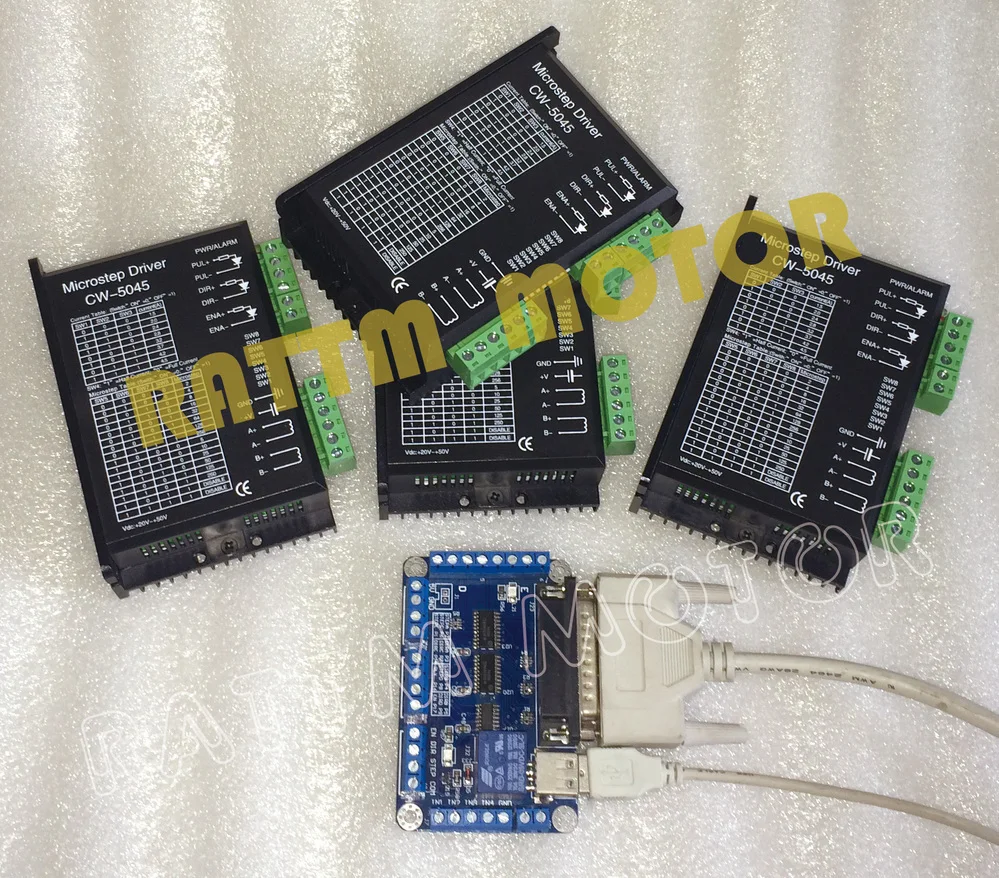 4pcs CW5045 50V 4.5A stepper motor Driver with 5 Axis breakout board for NEMA17 NEMA23 stepper motor CNC Router Milling Machine