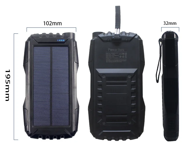 

25000mAh внешний портативный внешний аккумулятор многоцелевой внешний аккумулятор водонепроницаемый Солнечный мобильный аккумулятор