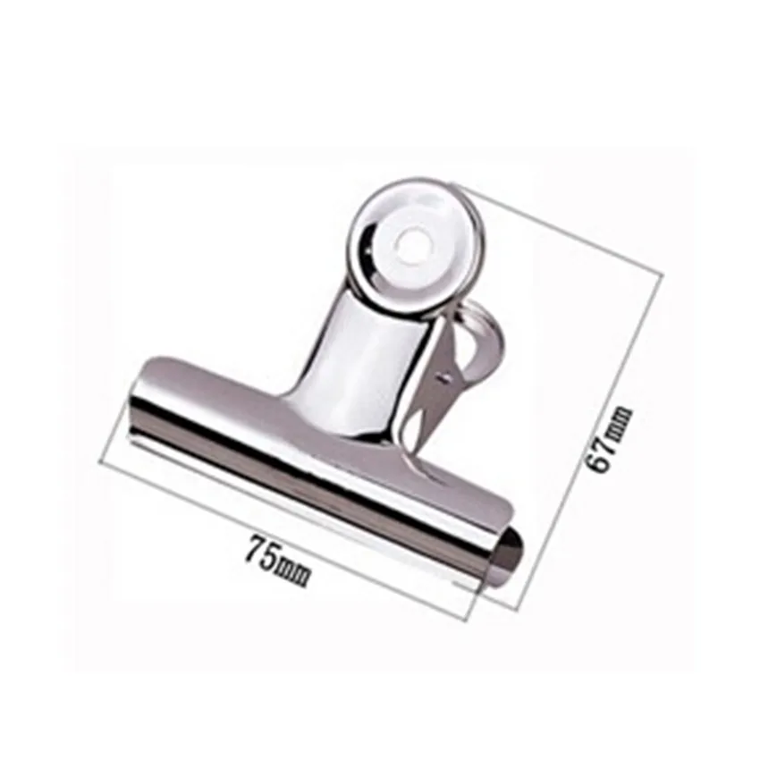 Free Shipping (18pcs/lot) 75mm round top Grip Clips Bulldog clip Office supply metal bill clip stainless steel paper clip