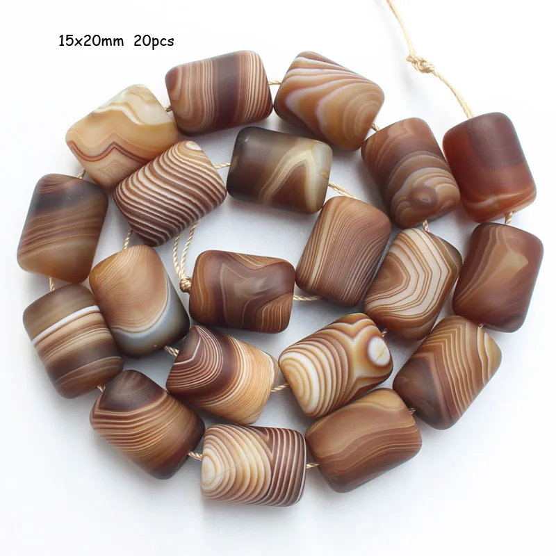 Frost, smooth Multi Size 13-25mm coffe Color Stripe agates Drum shape beads 15\