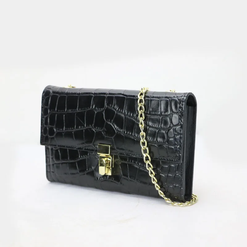 New fashion personalized crocodile cow leather chain purse long wallet women small crossbody chain clutch bag ladies