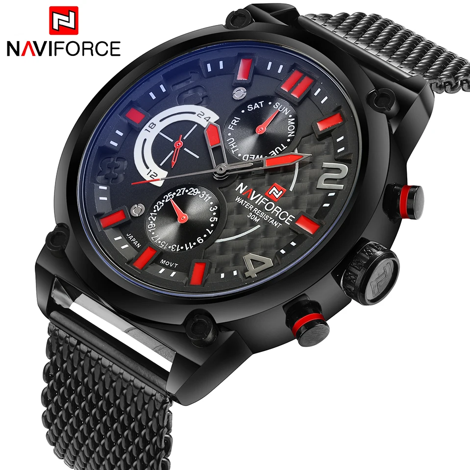 NAVIFORCE Luxury Brand Men Stainless Steel Analog Watches Men\'s Quartz 24 Hours Date Clock Man Fashion Casual Sports Wirst Watch