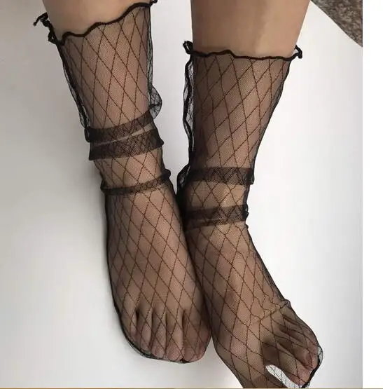 10pairs/lot women Glitter Mesh fishnet Socks Net Female Socks lady summer glass casual net socks free size