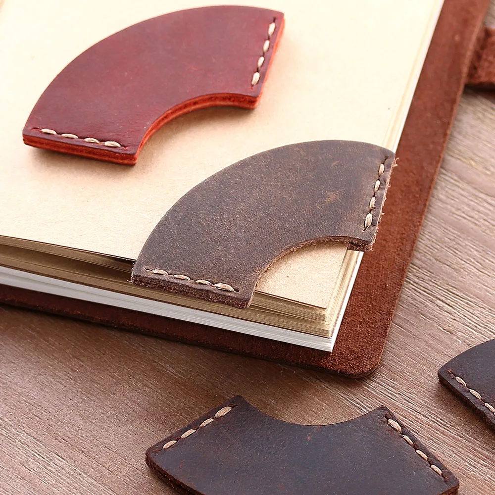 

Robrasim 2 Pack Handmade Rustic bookmarks, Genuine Leather corner page bookmarkers, Memo Stationery gift School supplies