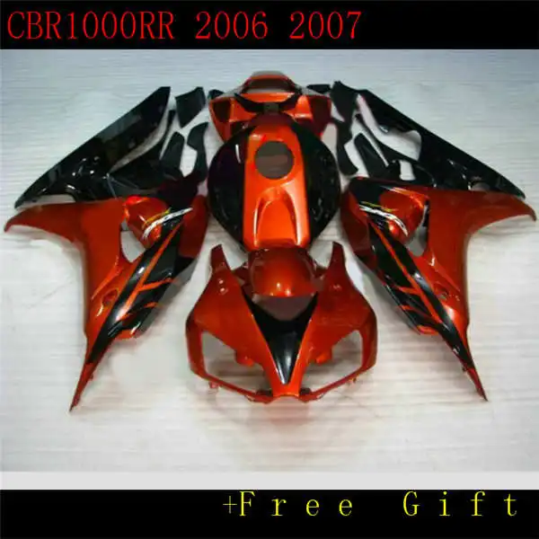 km Orange Gloss Black Fairings For CBR1000RR 06 07 2006 2007 ABS Plastics Motorcycle Fairing Kit Bodywork Sportbike Cowling