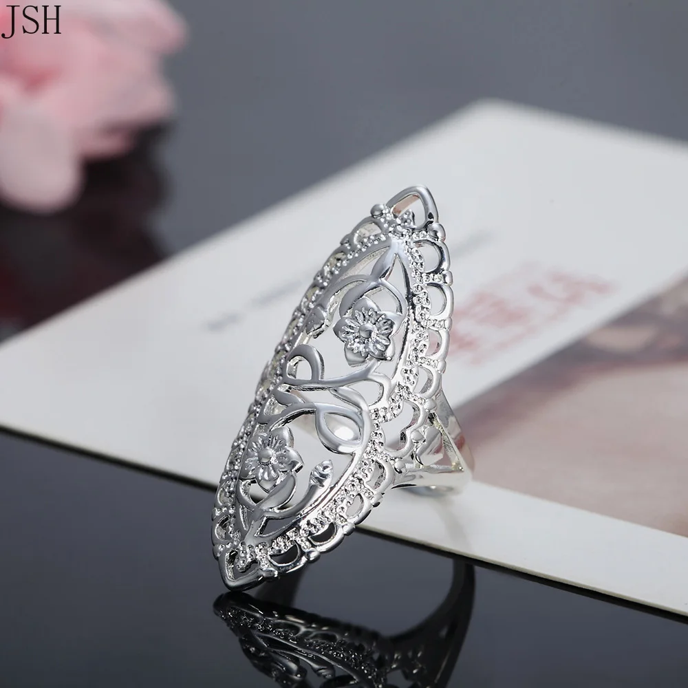 Beautiful solid Retre flower SILVER ring women cute noble pretty fashion Wedding silver color NICE women Lady Ring jewelry R698