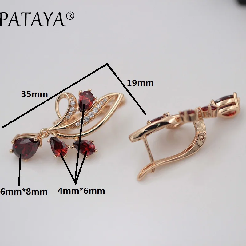 PATAYA New Arrivals Dark Blue Water Drop Natural Zircon Dangle Earrings Women 585 Rose Gold Color Wedding Trendy Jewelry 2 Color