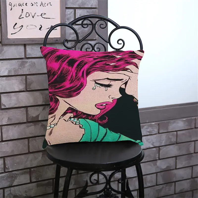 Pop Art keindahan Kreatif Bantal Penutup Sarung Bantal Kursi Kursi Square Mobil Bantal Penutup Rumah Tinggal Tekstil BZ-149