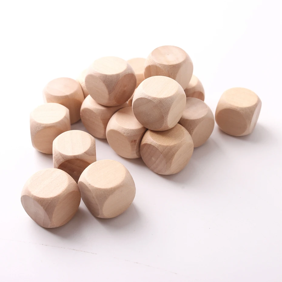 2cm 200pc Wooden Beads Geometric Natural Polyhedron Faceted Cube BPA Free Wood Teether DIY Accessories Chew Toy Baby Teething