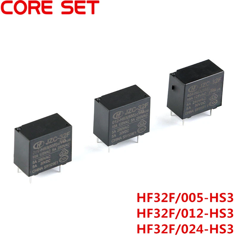 2PCS HF32F JZC-32F 5V 12V 24V Power Relays JZC-32F-005-ZS3 JZC-32F-012-ZS3 JZC-32F-024-ZS3 3A 250VAC 5PIN