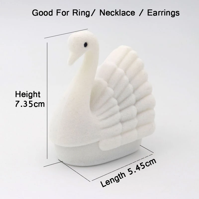 Samt Schwan Halskette Ring Ohrringe präsentieren Geschenk Schmuck Verpackung Box für die Lagerung Hochzeit Verlobung Display Inhaber Großhandel – Detail 2