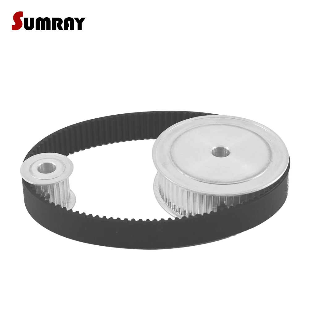 HTD3M 1:3 Ratio Timing Pulley Belt Kit 3M 20T 60T 16mm Belt Width Reduction 1:3 Gear Belt Pulley Set 3M-324 Transmission Belt