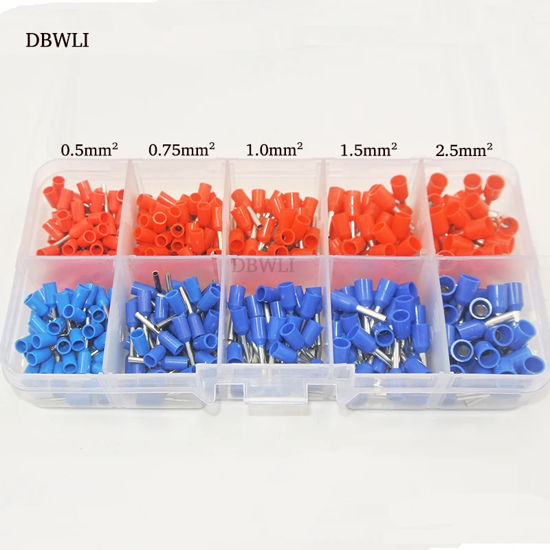 380pcs AWG22-14 Cord Pin End Terminal Kit Set Wire Copper Tubular  Ferrule Crimp Connector E0508 E7508 E1008 E1508 E2508