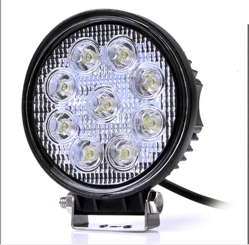 Światło robocze Led 27W 6500K światło do jazdy Led wodoodporne okrągłe Led reflektor do samochodu Offroad 4x4 SUV ATV motocykl Auto reflektor