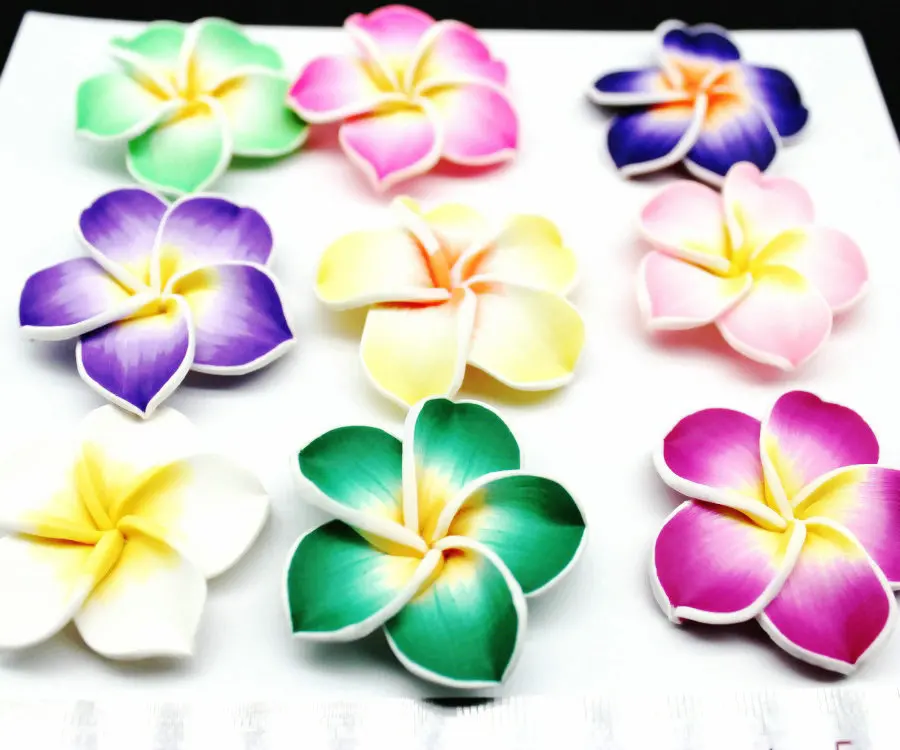 80pcs large mix color Plumeria - 35mm Polymer Clay Flowers -Polymer Flower Beads - Clay Flower Bead Plumeria DIY Beads