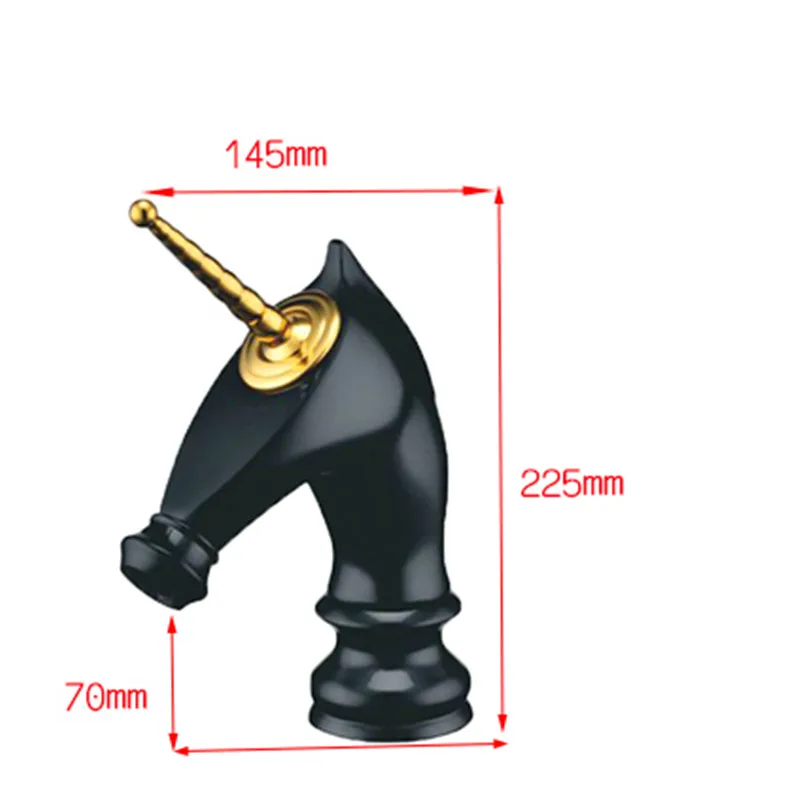 Imagem -06 - Torneiras de Cabeça de Unicórnio de Latão Torneira de Lavatório do Banheiro Torneiras Misturadoras de Água Fria e Quente Preto e Branco Moda