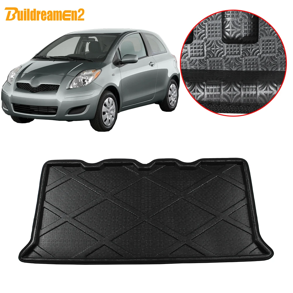 Buildreamen2 For Toyota Yaris Car Trunk Mat Rear Tray Boot Liner Floor Cargo Luggage Carpet Mud Pad Styling 2010 2011 2012 2013