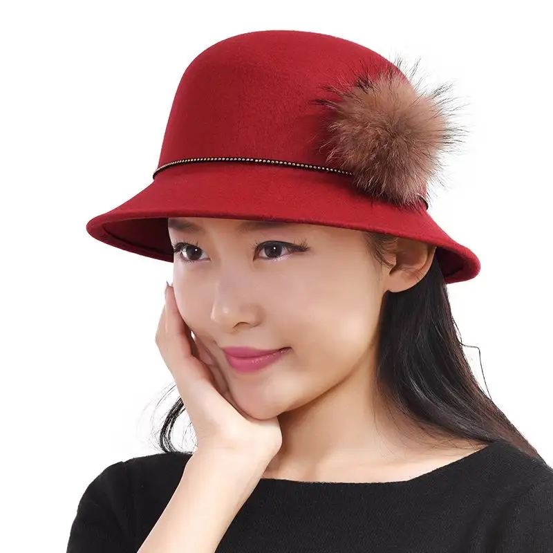 Kagenmo Female Autumn And Winter Fish Hat Thick Woolen Cute Lady Bucket Hats Casual Top Hat All Match