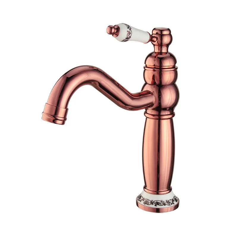 

Basin Faucets Modern Rose Gold Color Deck Mounted Bathroom Mixer Faucets Black Bronze Finish With High Bathroom Sink Faucet