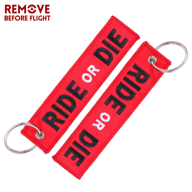 3PCS RIDE OR DIE Keychain for Motorcycle Fashion Key Rings Embroidery Key Tag llavero Car Parts and Accessories Wholesale Tags