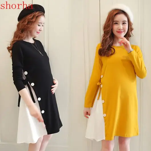 

Autumn Spring Maternity dress Make maternity winter fashion maternity dress Irregular patchwork lax pregnant women dress