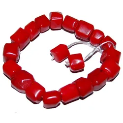 7 inches Stretch Style 10-11mm Red Drum Shaped Natural Coral Bracelet