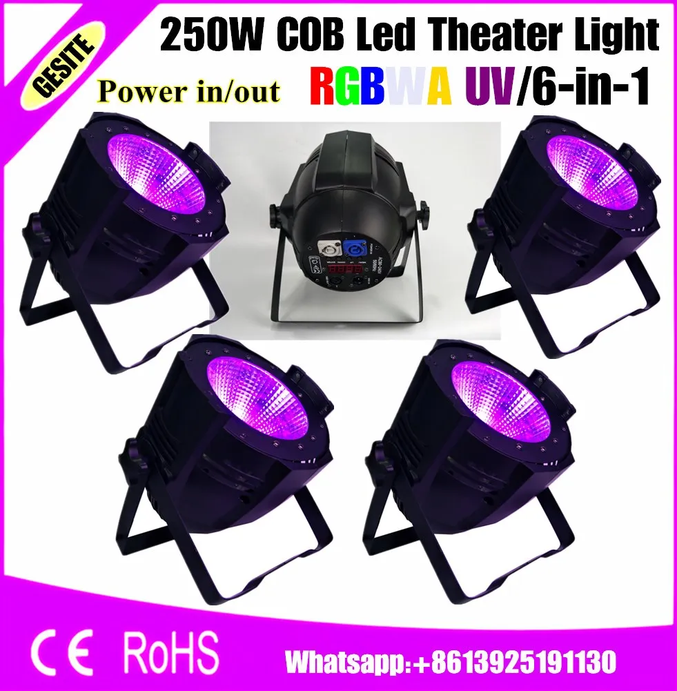 4pcs/lot 200 Watt cob Wash Par 250W RGBWA+UV 6IN1 COB LED Par 64