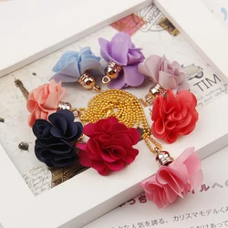 10Pcs 골드 톤 혼합 색상 천으로 꽃의 매력 펜던트 용품 Tassels DIY 쥬얼리 수제 헤어 액세서리