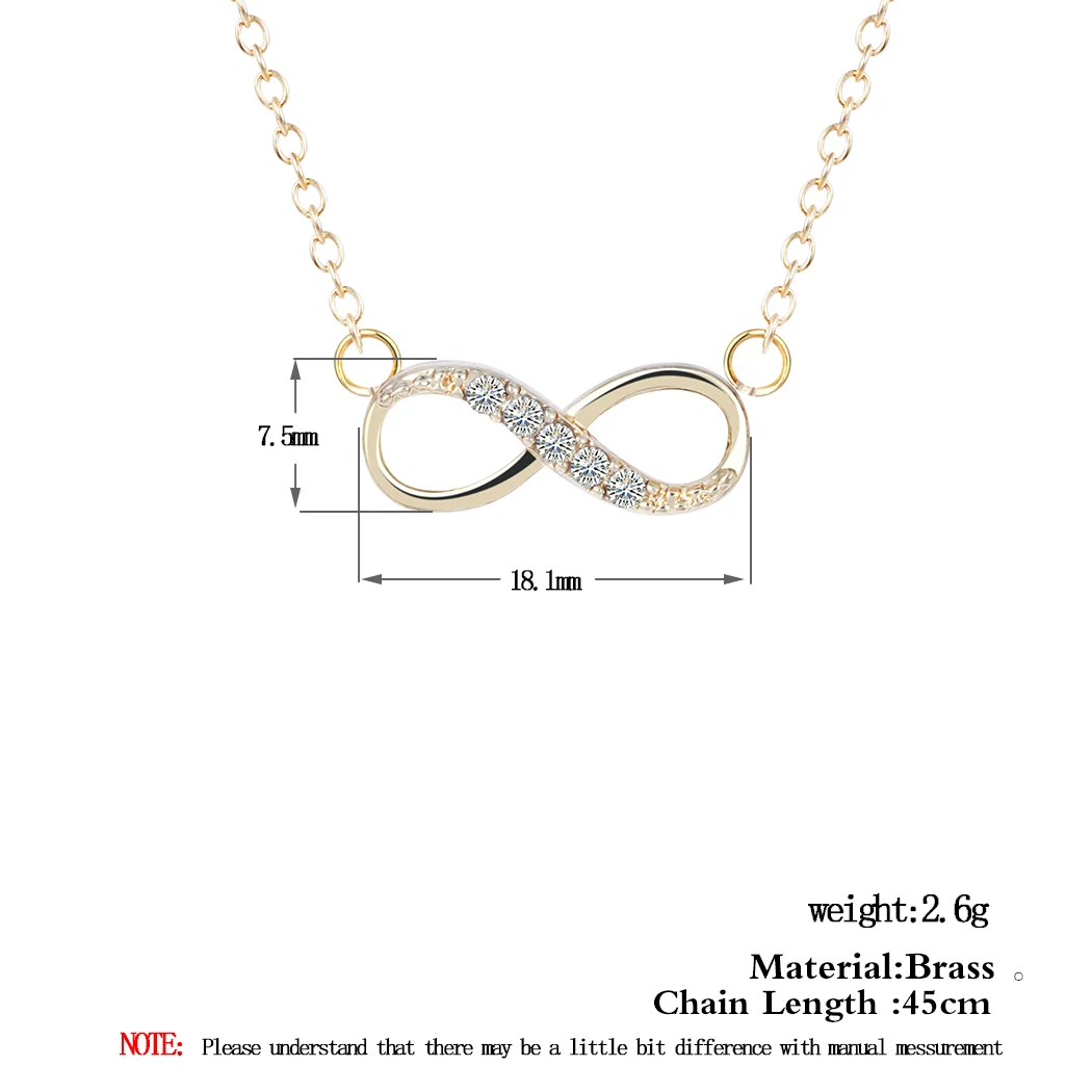 Chandler  Love Plated Number 8 Endless CZ Necklace & Pendant For Women Forever Eternal Friendship Infinity Fashion Jewelry