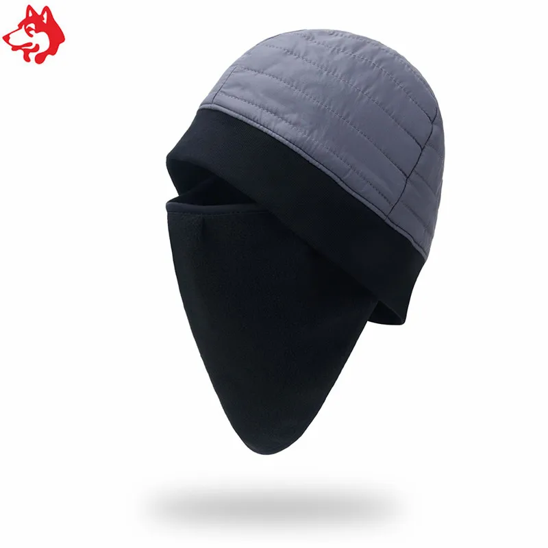 Grey red autumn winter anti-cold ear-protector cap warm face cover thickening outdoor sports  couple lover fleece hiking  hat