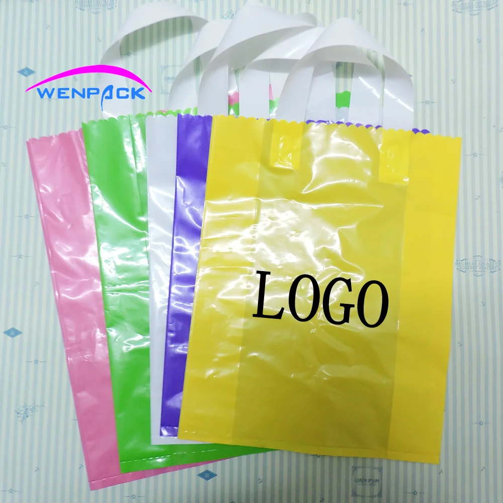 Custom Printed Handle Plastic Bag, Shopping Logo Gift