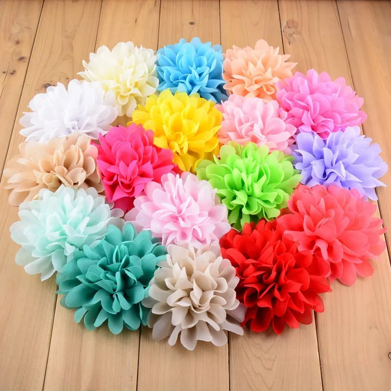 Heißer Verkauf 40 teile/los 10CM Chiffon Blume Stoff Rose Haar Blumen Für Stirnband Stoff Blumen Für Handwerk Haar Zubehör LSFB005
