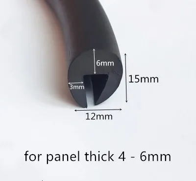 

Rubber Sealing U Strip 15x12x15mm for 4 - 6mm thick Glass Metal Car Wood Panel Board Edge Encloser Shield Black