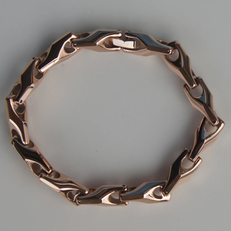 8.5mm width  86g Men jewelry classic bike chain heavy hi-tech rose gold plating tungsten bracelet