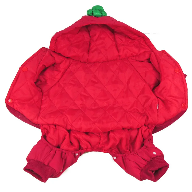 Sweet Festival X-mas Dog Clothes Warm Pet Jumper Jumpsuit Strawberry Puppy Coat Jacket Winter Overcoat Outerwear For Small Dog