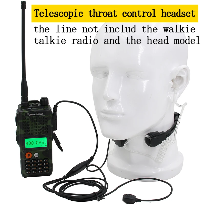 Walkie Talkie K Head 2 pin растягивающаяся акустическая трубчатая гарнитура с управлением горлом для Baofeng Kenwood UV5R Radio