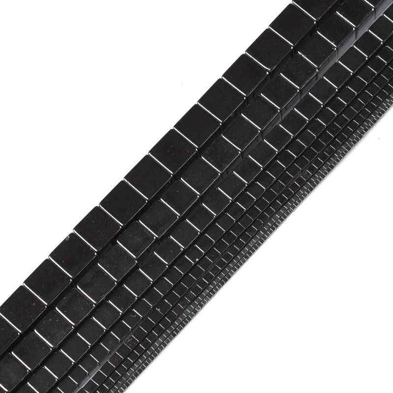 Natural Stone Square Black Hematite Beads Loose Beads 1/1.5/2/3/4/6/8/10mm for DIY Necklace Bracelet Jewelry Making Accessories