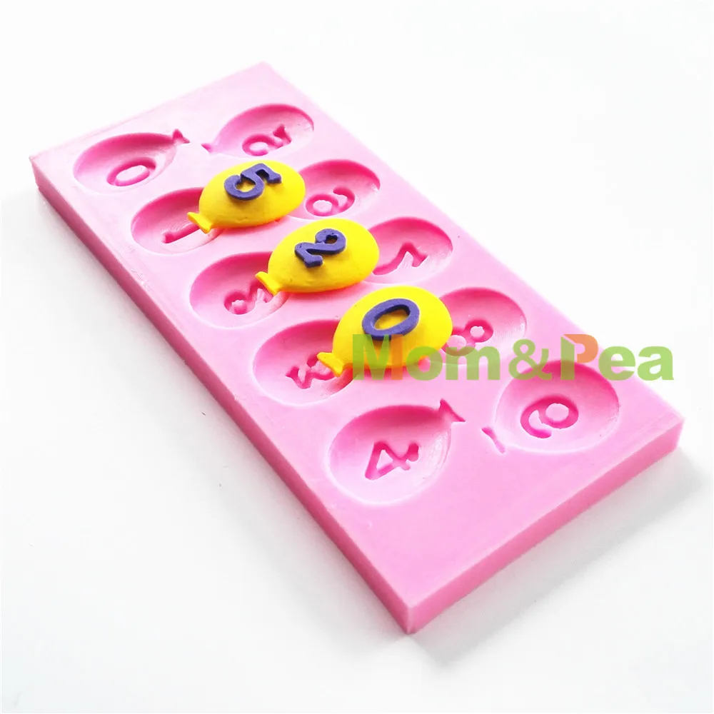 Mom&Pea 0753 Free Shipping Balloon Numbers Shaped Silicone Mold Cake Decoration Fondant Cake 3D Mold Food Grade