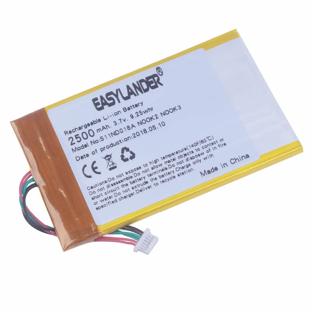 3.7V 2500mAh Rechargeable Lithium Li-ion Li Polymer Battery For MLP305787 Nook Simple Touch 6