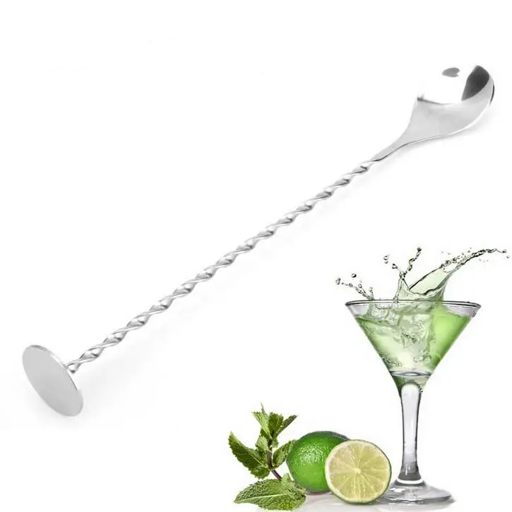 by DHL or EMS 500 pcs 304 Stainless Steel Bar Spoon 27.5cm Swizzle Stick Stirrer Bar Mixing Spoon Cocktail Drink Sticking Tools