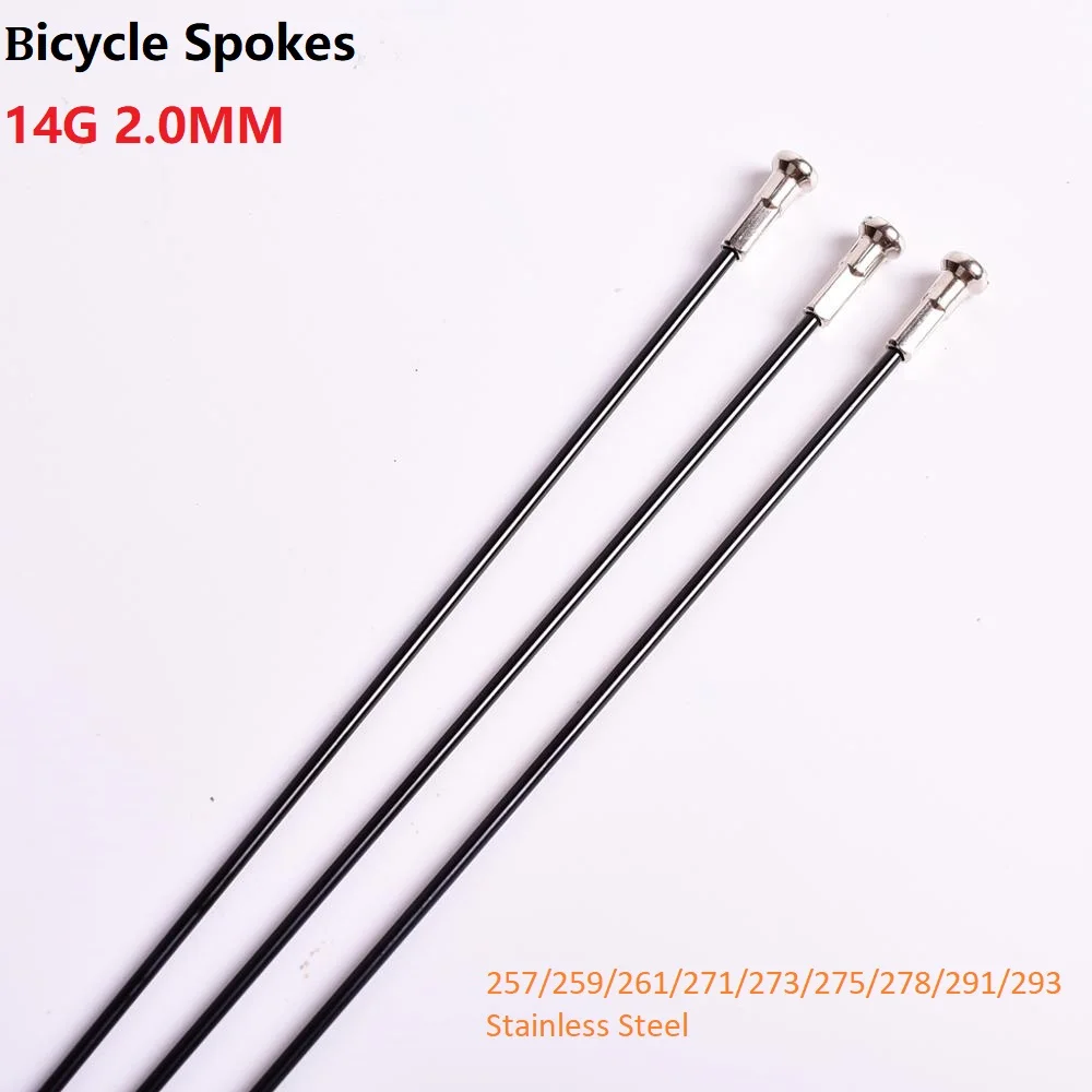 Bicycle Spokes MTB Mountain Road Bike Stainless Steel Spokes 14G Black Colour High Strength Bicycle Spokes 257MM-293MM 36PCS