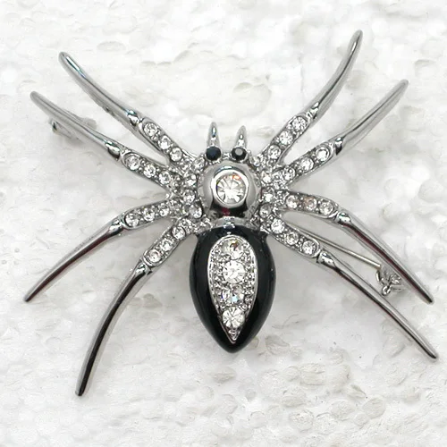 

60pcs/lot Mixed Color (Can Notes Color) Wholesale Rhinestone Spider Pin brooches Men's woman Accessories C101449