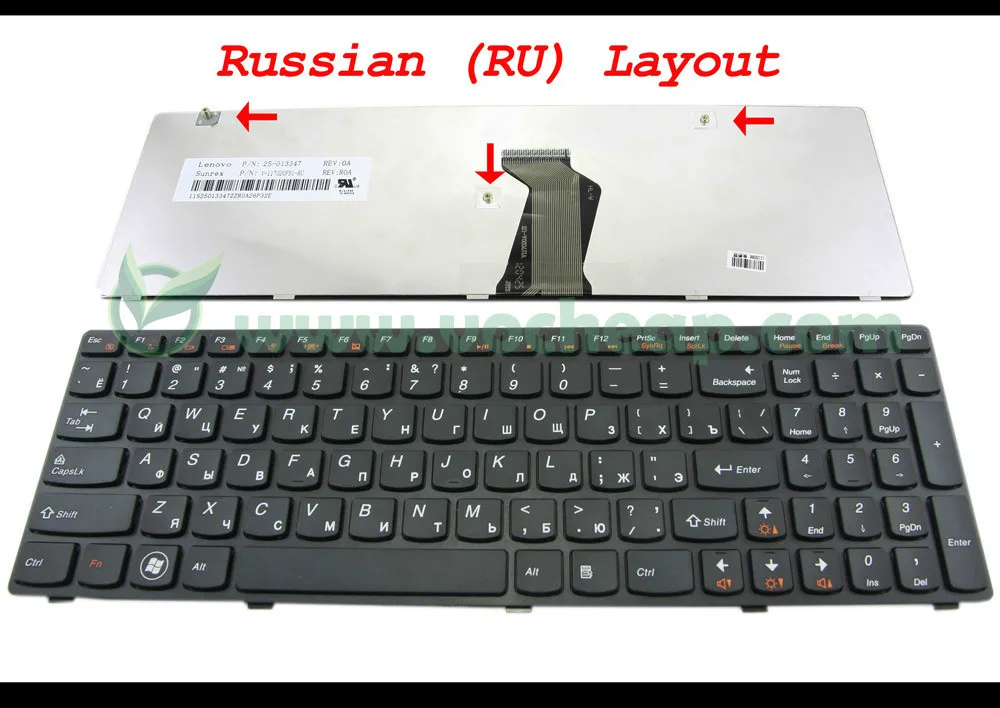 New Laptop keyboard for Lenovo G580 G580A G585 G585A N580 N585 N586 Black key Black frame Rusian RU Version - 25-013347