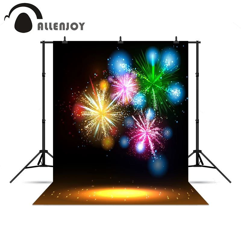 Allenjoy photographic photo background colorful pink light happy New year fireworks vinyl photography backdrop for photo Studio