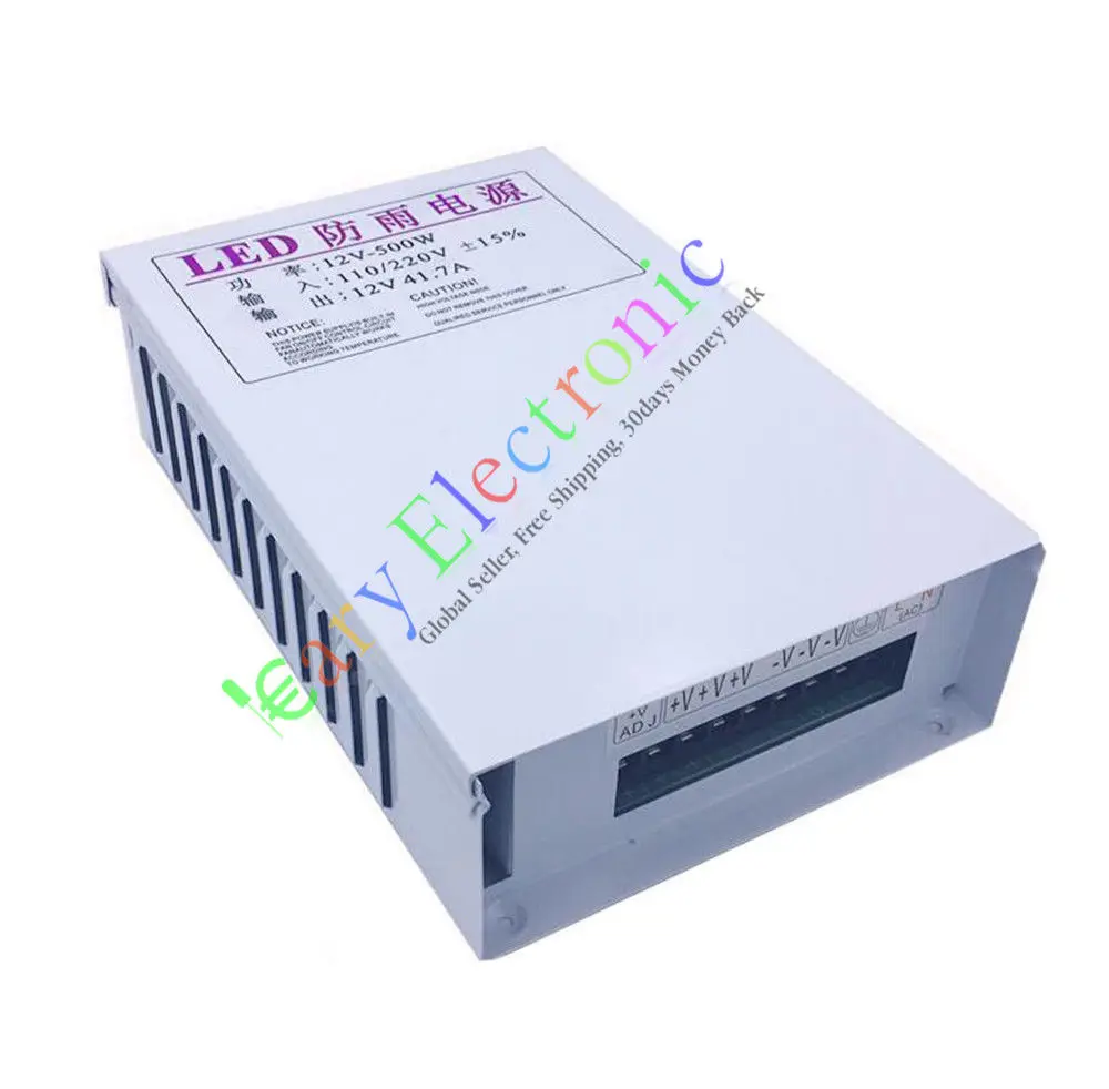 Wholesale and retail 5pc 12V 42A 500W AC/DC driver Switch power supply adapter Transformer LED strip free shipping