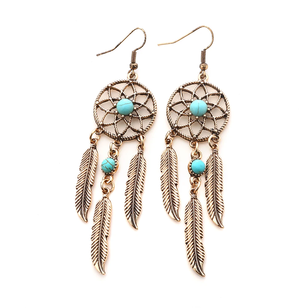 Vintage Alloy Leaf Tassel Dangle Earrings For Women Ethnic Alloy Long Pendant Drop Earrings Fashion Jewelry Pendientes Bijoux