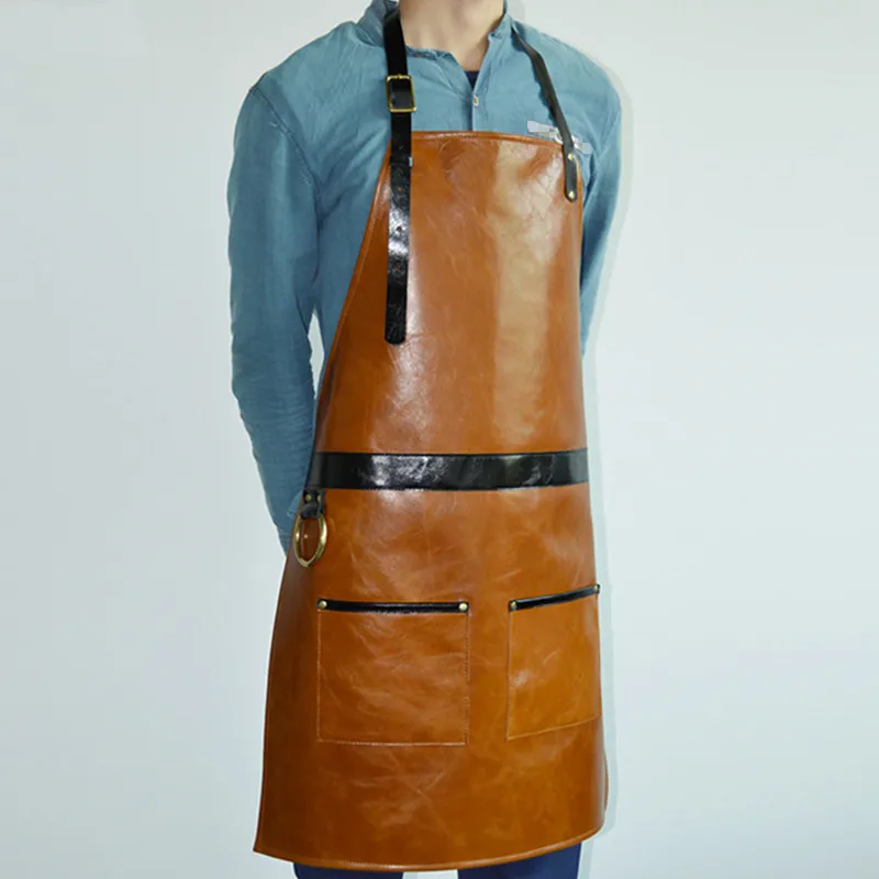 Full Grain Cow Leather Apron Barista Bartender BBQ Chef Catering Uniform Barber Painter Artist Carpenter Florist Work Wear L5