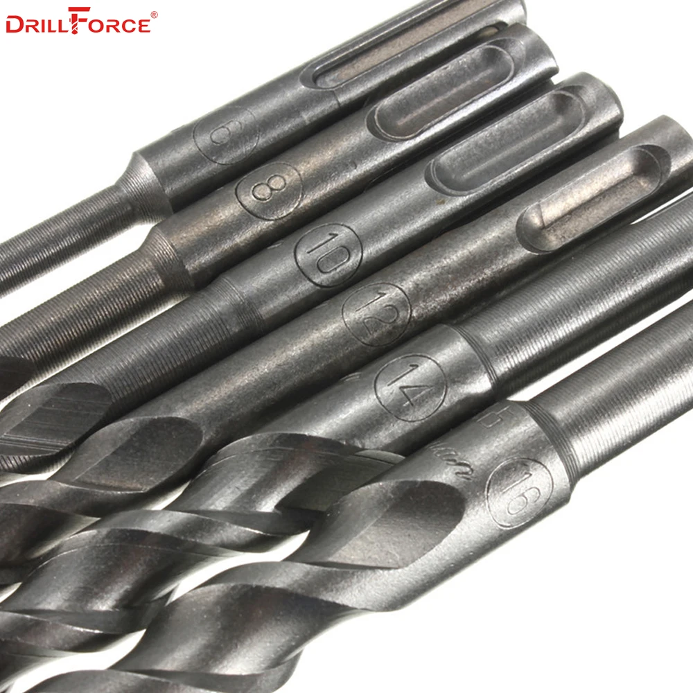 Drillforce SDS Plus Masonry Concrete Drill Bits YG8 Carbide Tip Electric Hammer Drill Bit 110/160/210/260/300/310/350/400/450mm